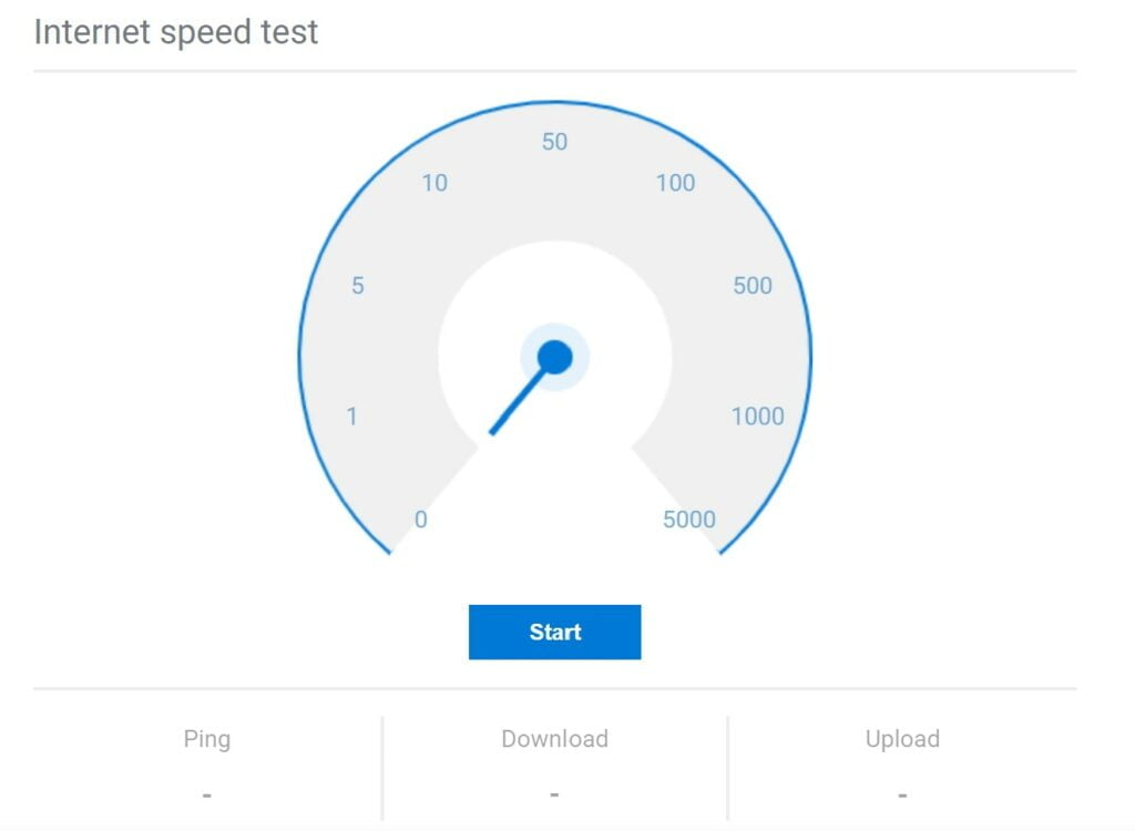 Bing speed test screenshot