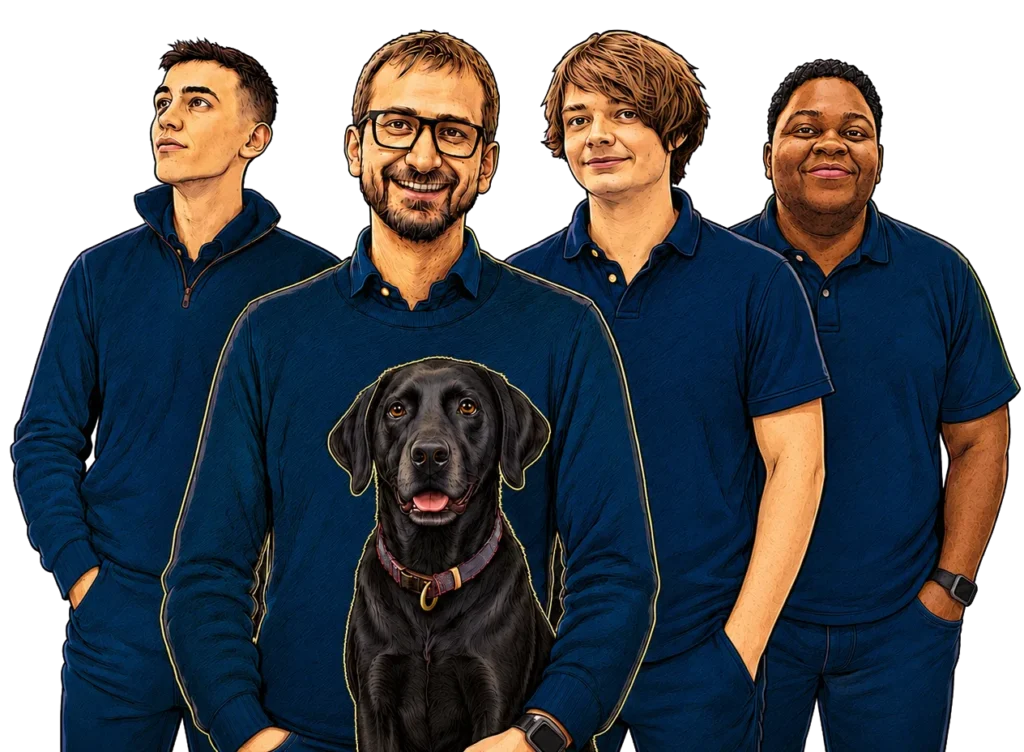 Image showcasing Globe2 employees in a cartoon fashion.