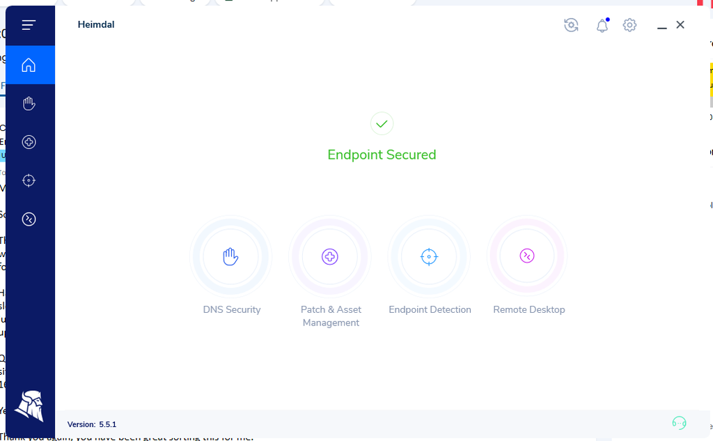 A picture of Heimdal's agent on a machine showing it is secure.